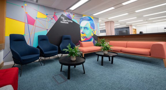 Colourful wall art at the Alan Turing Institute