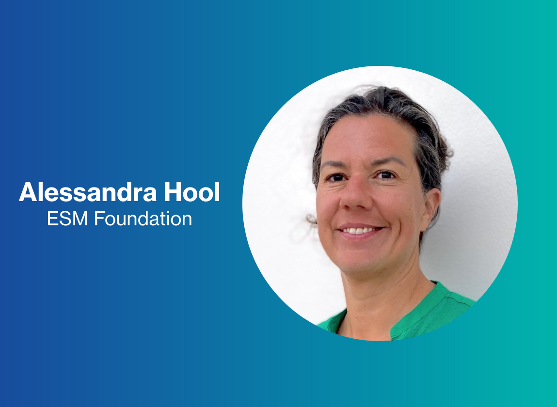 Alessa Hool in green clothing against a blue background