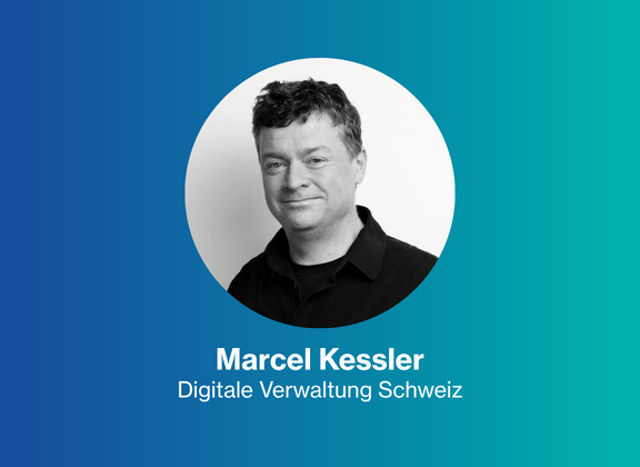 Portrait of Marcel Kessler with blue background