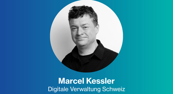 Portrait of Marcel Kessler with blue background